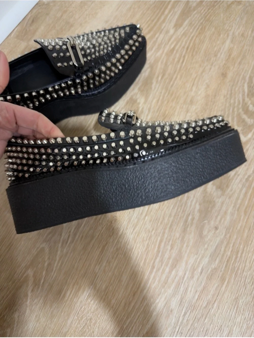 Jeffrey Campbell Choux Black Studded Platform Loafers